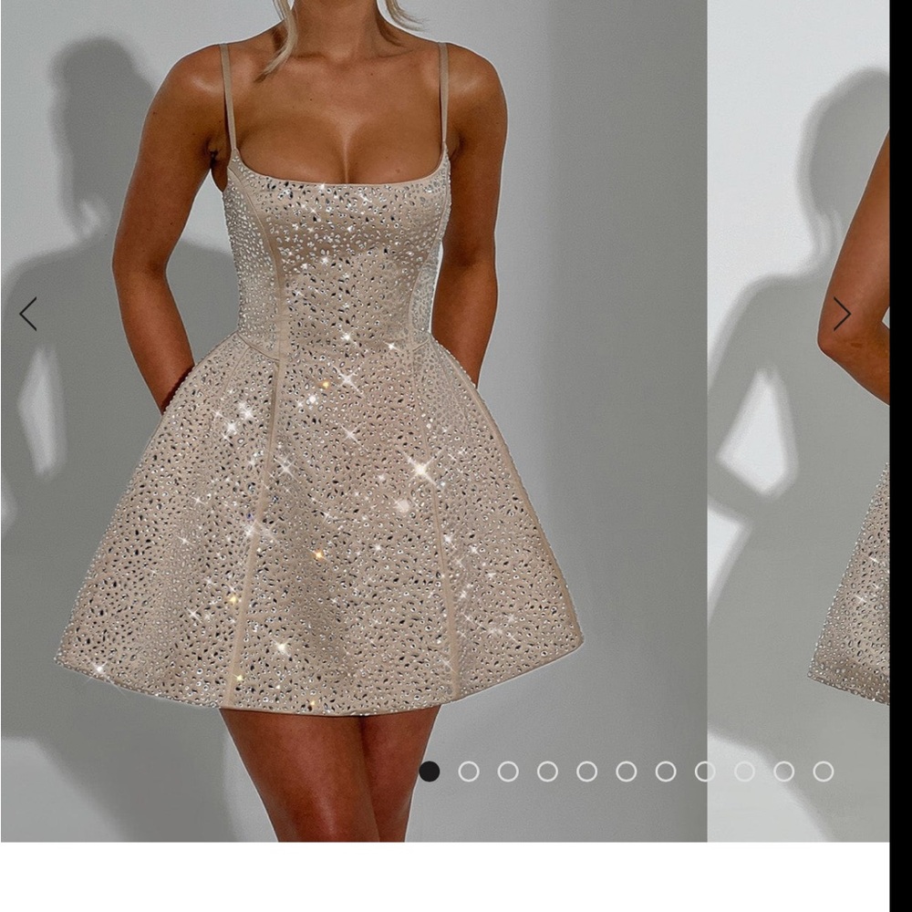 Glamorous Beige Sequin Mini Dress